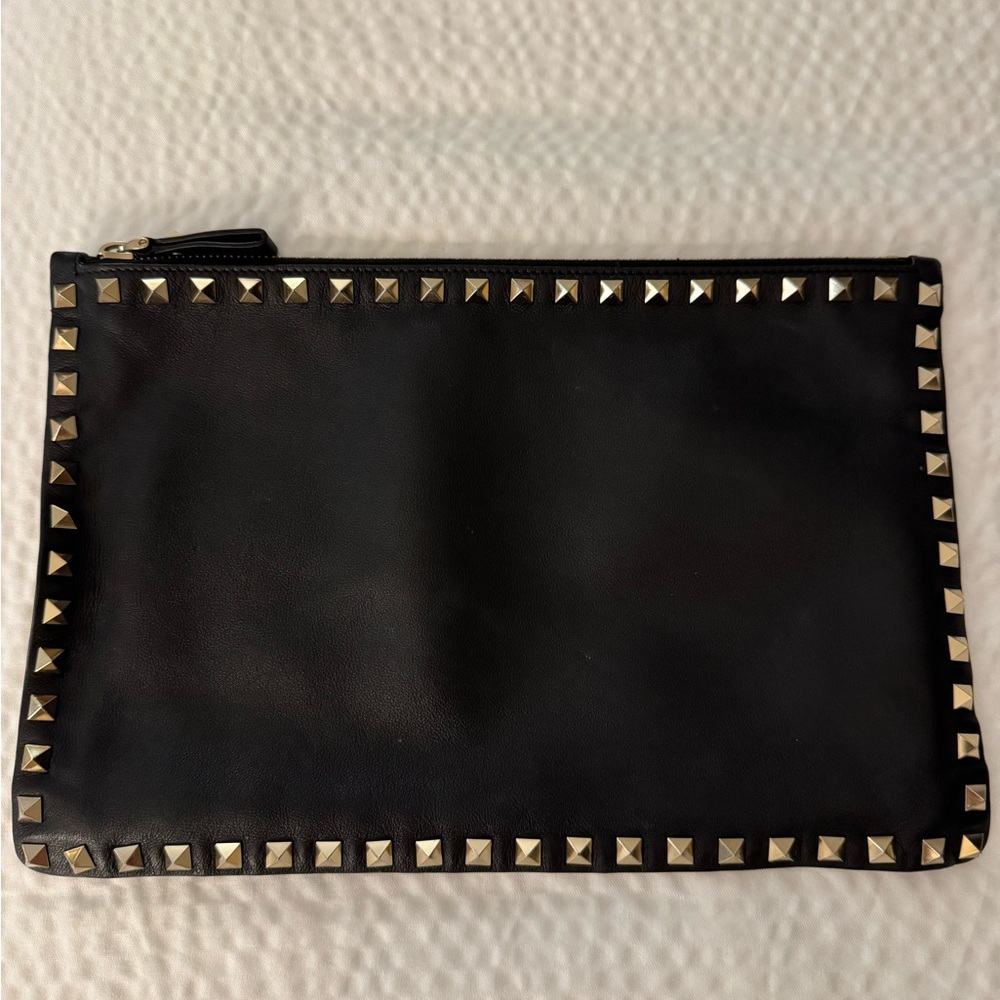 Valentino Garavani Black Clutch with Gold Studs